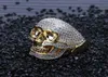 iced out rings for men hip hop luxury designer mens bling diamond gold skull ring 18k gold plated skeleton rapper Ring jewelry lov9930989