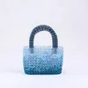 Petits sacs à main de perles sacs à bandoulière de créateur clair acrylique cristal perle boîte de perles bleu personnalisé femmes tissé sac à main 240125