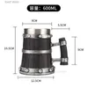 Tumblers Nouveau Viking Bois Grain Bière Tasse 304 En Acier Inoxydable Taverne Médiévale Bois Imitation Baril Tankard Bière Tasse Tasse À Café Hommes Cadeau T240218