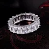 Cluster Rings 925 Sterling Silver Pave Full Square Stone Cocktail Engagement Wedding Band for Women Men smycken grossist