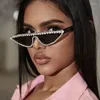 Sonnenbrille Retro Dreieck Cat Eye Frauen Flat Top Kleiner Rahmen Weibliche Shades Trend Desigenr Diamond Inlay Sonnenbrille