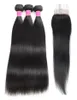 Whole Good 9A Норковые бразильские перуанские малазийские прямые волосы девственницы 3 пучка с 44 пучками человеческих волос с кружевной застежкой с C232074298379
