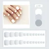 Unghie finte 24 pezzi blu lucido lago stampa sulla punta unghie finte acriliche artificiali copertura completa rimovibile indossabile nail art finita