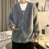 Suéter masculino outono e inverno estilo clássico cardigan casaco hombre v pescoço cor sólida all-match malha top masculino outwear roupas a139