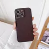 iPhone 15 Pro Max Designer Flower Phone Case for Apple 14 13 12 11 XS XR 8 7 Plus Luxury Pu Leather Floral Print Grip Slant Fullkropp Back Cover Coque Fundas Brown Small