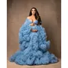 Puffy ruffled Tulle Maternity Dress Women Robes For Photoshoot Fluffy Pregnancy Dressing Front Split Babyshower klänningar