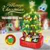 Blocks City Christmas Tree Rotating Music Box Building Blocks Friends Santa Claus LED Light Shining Xmas Bricks Toys For Children Girls