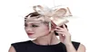 Women Champagne Feather Flower Fascinator with Bow Ladies Hair Accessories Wedding Party Floral Headband Hairpin Hair Headwear Hea6768851