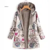 Trenchs de femmes manteaux feuilles imprimé floral manteau chaud femmes hiver à manches longues veste à capuche moelleux fourrure polaire confortable fermeture éclair vêtements d'extérieur S-5XL