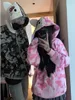 American Camo Cat Hoodies Couples Loose Top Coat grunge korean goth zip up hoodie women harajuku sweatshirts gothic clothes 240126