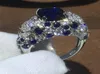 2019 New Top Selling Luxury Jewelry 925 Sterling Silver Cushion Shape Blue Sapphire CZ Diamond Gemstones Women Wedding Band Ring G5205867