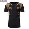 Glanzend Goud Metallic Print Dashiki Afrikaanse T-shirt Mannen Ankara Stijl Korte Mouw T-shirt Mannen Hip Hop Hipster Afrika Kleding 2105229299729