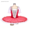 Stage Wear Maniche corte a sbuffo Tutu di balletto Corpetto di velluto rosa con gonna bianca Costume professionale per costumi da donna BLL401