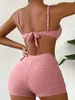 Mulheres de banho branco feminino duas peças tankini define 2024 esportes push up maiô feminino beach wear natação fatos de banho shorts