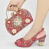 Fashion Italian Shoes with Bag Set Decorated Rhinestone Women Wedding Nigerian Party Pumps High Heels Sexy Ladies 240130