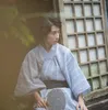 Vêtements ethniques Hommes Japonais Traditionnel Kimono Coton Lin Stripe Peignoir Mâle Yukata Robe Costumes Samouraï