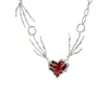 Punk Dark Red Love Prendant Chick Clavated Twiber سلسلة Ghost Claw Black Crowd Design Necklace Female 240202