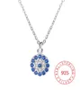 925 Sterling Silver Devil Evil Blue Eye Pendant Necklace CZ Stone Womens Cubic Zirconia Round Form Turkish Jewelry68236724127782