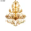 Grandi lampadari di cristallo Lampada a sospensione di lusso in oro reale Villa Soggiorno Decorazione del soggiorno Illuminazione domestica per interni a LED