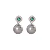 Orecchini Swarovski Designer Donna Fascino di qualità originale Diamante intarsiato Perla grigia Nonna Verde Bianco