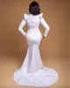 Sirène blanche Robes de soirée purs à manches longues plus en dentelle de taille en dentelle avec des femmes de train Aso Ebi Prom Party Robes