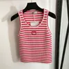 Embroidered Striped Knits Vest Women Designer Tops Sleeveless Tank Top Fashion Knitted T Shirts For Girl