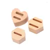 Jewelry Pouches 1PC Wooden Hexagon Heart-shaped Ring Display Stand Couples Rings Holder Gift