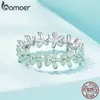 Cluster Rings Bamoer 925 Sterling Silver Green Wreath Finger Ring Enamel Flower For Women Valentine's Day Gift Romantic Fine Jewelry