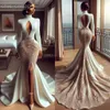 2024 ASO EBI White Mermaid Dress Drukowana cekinowa koronkowa wieczór Formalne przyjęcie Drugi przyjęcie urodzinowe suknie zaręczynowe sukienki szatą de soiree ZJ230