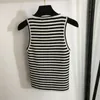 Embroidered Striped Knits Vest Women Designer Tops Sleeveless Tank Top Fashion Knitted T Shirts For Girl