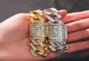 Hip Hop Square CZ Stone utwardzony Bling Out Out 20mm Cuban Link Bracelet Branselet