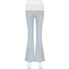 Casual contraste cor retalhos flare calças cinza cintura alta slimfitting boot corte leggings corredores sweatpant 240201