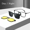 Yimaruili Fashion Polarized Magnetic Clip on Glasses TR90 Pure Retro Square Optical Recept Gereglasses Frame Men 240119