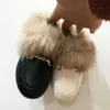 Kids Fur Shoes Children Warm Outdoor Slides Baby Girls Slippers Toddler Beige Brand Flats Princess Slides Slip On Shoes Winter 240118