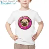 T-Shirts für Kinder, Cartoon-Faultier/Mops in rosa Donut-Aufdruck, lustiges T-Shirt für Babys, Sommer-Tops, Jungen und Mädchen, weißes, weiches T-Shirt Q240218