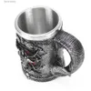 Tumblers Baphomet Pentagram قرن أكواب الراتنج راتنج يدوي مصقول البيرة الرجعية الفولاذ المقاوم للصدأ Iiner Cool Cout Gothic Bar Bar Drinkware T240218