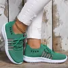 Plus Size Ademende Loopschoenen voor Dames Zachte Zool Breien Groene Sneakers Vrouw Lichtgewicht Antislip Casual 240126