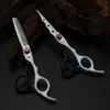 Customize Japan 440c 6 '' 7 colors flame gem hair scissors haircut thinning barber cutting shears hairdresser set 240126