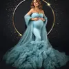 Fuchsia zeemeermin spandex zwangerschapsgewaden voor zwangere vrouwen lieverd fotoshoot jurk vloerlengte zijsplit babyshowerjurk