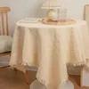 Table Cloth Beige Retro Knitted Long Tea Dining Cover Sofa Simple And High-end Birthday Decoration F3Y1821