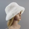 Stil Gefälschte Kaninchen Pelz Hüte Super Weiche Frauen Winter Hut Baumwolle Futter Warme Russische Mode Ski Beanies Plüsch Einfarbig 240130