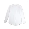 Męskie koszule 2024 Modna O szyja Koszula z długim rękawem Mężczyźni Slim Solid White T-Shirt Tops