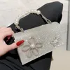 Nouveau sac de soirée brillant strass noeud petit sac carré perle chaîne robe sac à main