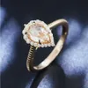 Fedi nuziali di lusso da donna con diamanti Moissanite in oro reale con taglio a rosa e pera, colore champagne, design Halo