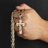 Diyalo religioso jesus cruz colar masculino crucifixo de aço inoxidável pingente com corrente bizantina colares jóias masculinas 240202