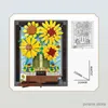 Bloki kreatywne Van Gogh Słoneflower malarstwo bukiet Bukiet Bukuty Sun Flower 3D Model obrazek rama domowa dekoracja cegiełki