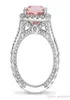 Choucong Nowy przylot luksusowa biżuteria 925 Srebrna poduszka Kształt Różowy szafir cz diamentowy pierścionek ślubny dla Wome8273623