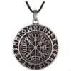 QQ7 Nordic Symbol Talisman Pendant Men Retro Nordic Viking Compass Double Necklace298L