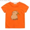 T-shirts Capybara Esthétique Manga T-shirts Mignon Dessin Animé Bande Dessinée T-shirt Mode 100% Coton Anime T-shirt High Street Garçons/filles T-shirt Q240218