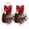 Hair Accessories Pearl Bowknot Wig Clip Red Flower Braid Hairpin Year Chinese Style Kids Female